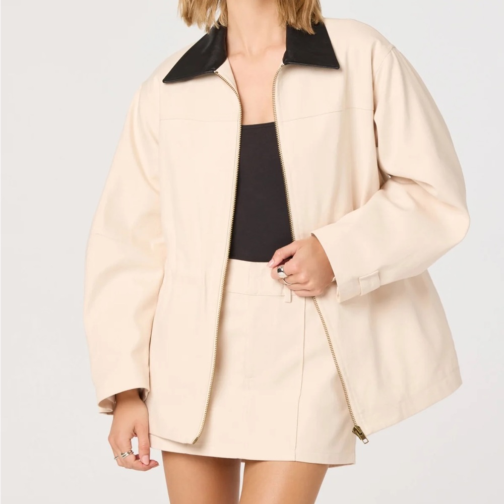 Collins Contrast Denim Jacket - Eggshell